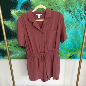 Athleta Mauve Button-Up Romper